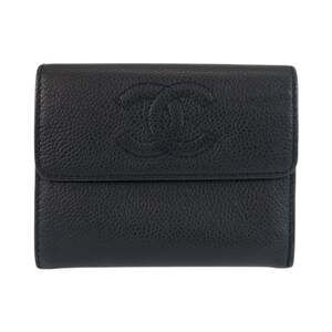 CHANEL Black Leather Logo Wallet